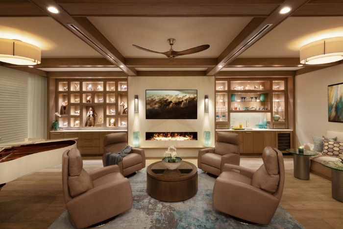 Living room designed with luxury leather recliners